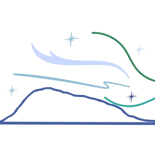 Logo of borealis over a mountain range